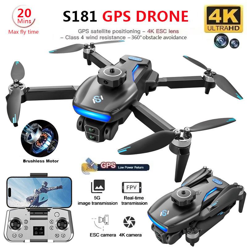 Drone Camera Wide Angle - S181 GPS Drone 4K Professional HD